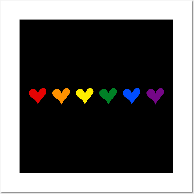 Row of Hearts Pride Rainbow Color red, purple, yellow, green, blue, orange Wall Art by SimpleModern